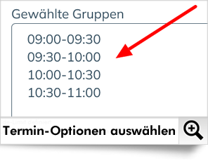 So wählen Sie die Gruppen für die Termin-Optionen aus.