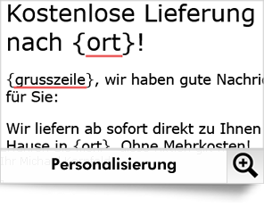 Dialog-Mail erlaubt die beliebige Personalisierung jedes E-Mails.